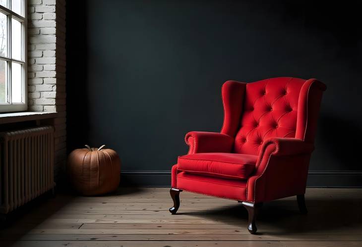 Vintage Red Armchair in a Dark Studio Classic Interior Design